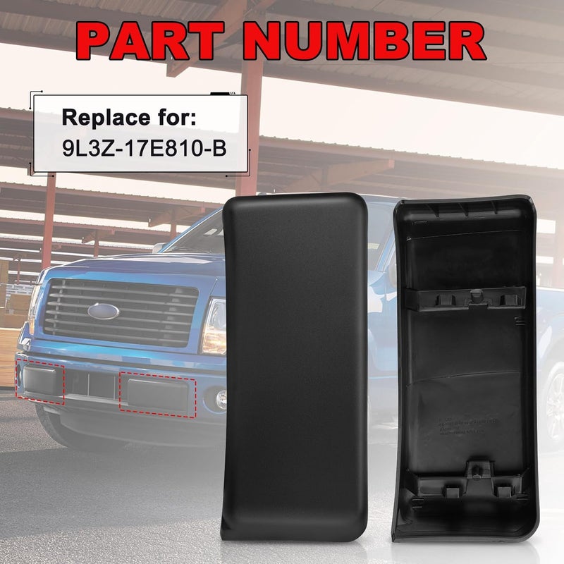 AUTOBABA 2Pcs F150 Front Bumper Repair Guards Pads Cover Insert Cap Compatible with Ford F-150 2009-2014, Lincoln Mark LT 2010-2014 Replace# 9L3Z17E810B for Left & Right Side (Matte Black) - Image 3